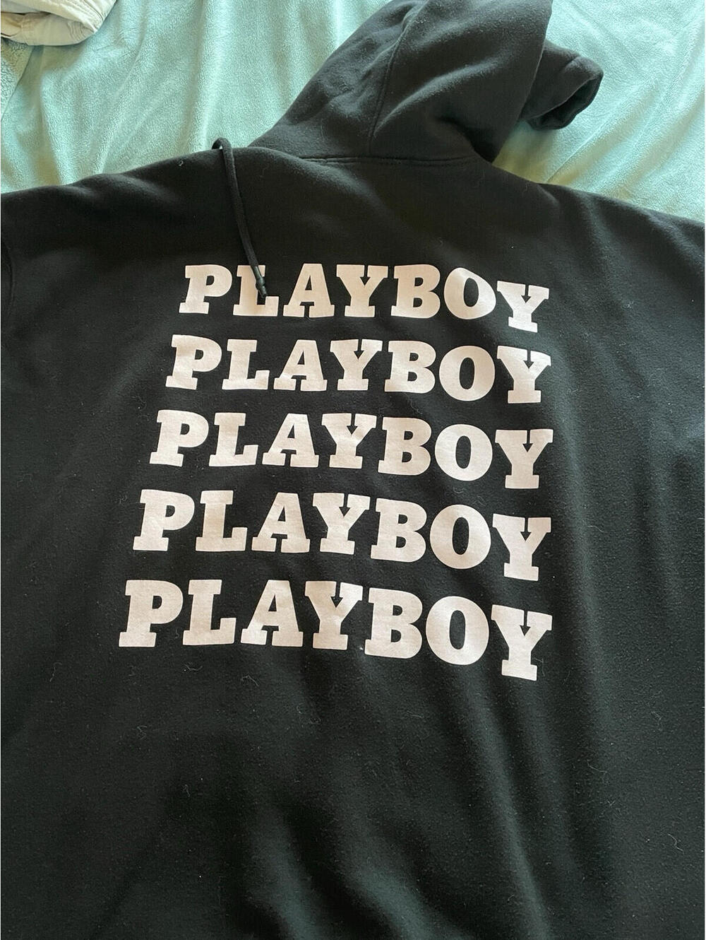 Playboy Missguided Large Pullover Hoodie w/ Pink Bunny, back Playboy Design